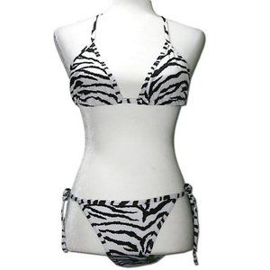 CHUN'S FASHION Black White Zebra Stripe Bikini Set